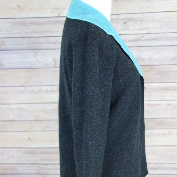 CATHERINE STEWART Gray & Turquoise Wool Jacket - Picture 6 of 8